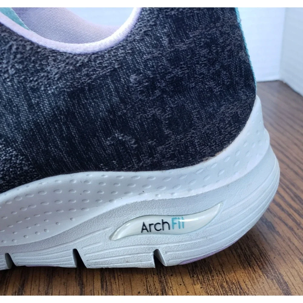 Skechers Comfy Wave Woman's Arch Fit Size 11 Black Lavender Shoes - Picture 6 of 15